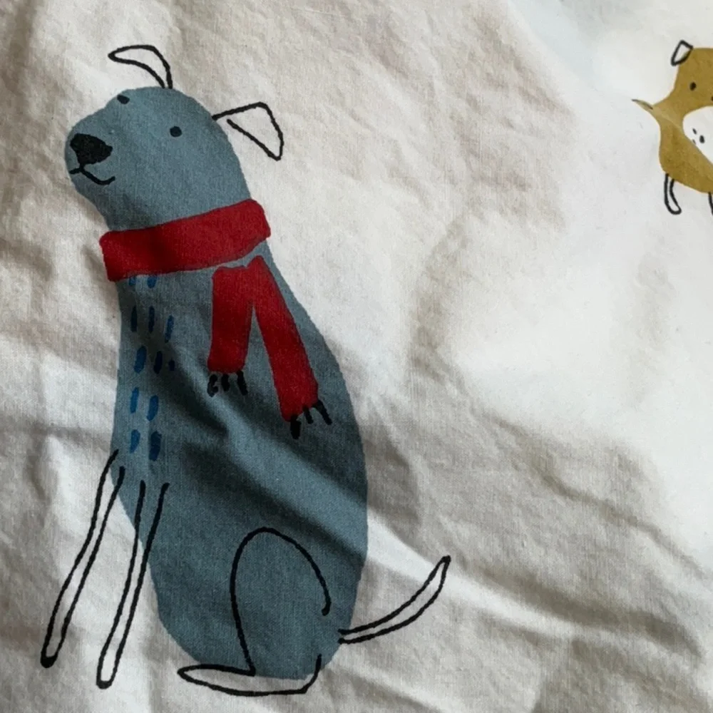 The Company Store Whimsical Dog Print queen flat sheet
